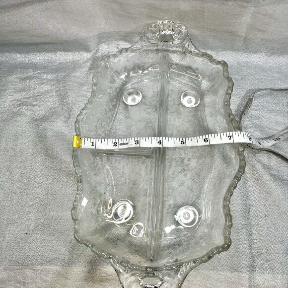 VINTAGE 1930s Etched Cambridge Rose Point Divided Relish Dish 12" - Picture 6 of 7